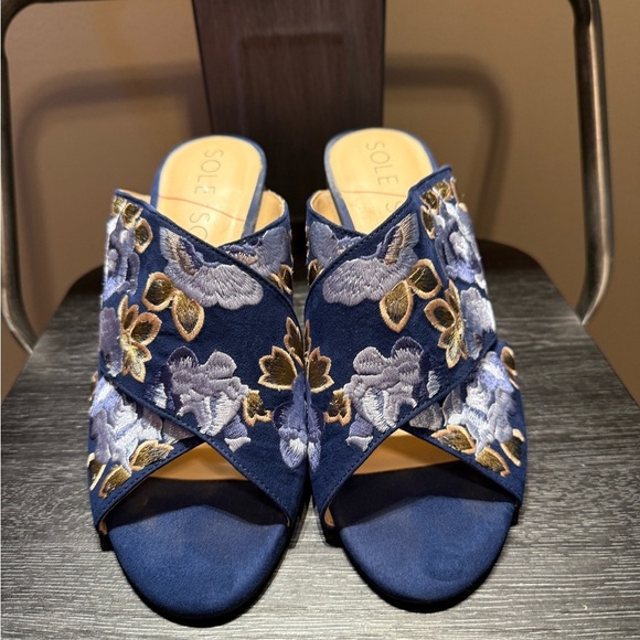 Sole Society Luella Floral Embroidered Heel Mules Sz 8 - Picture 9 of 12